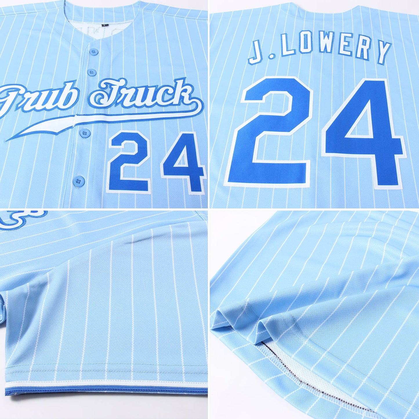 Custom Light Blue White Pinstripe Royal-White Authentic Baseball Jersey - Sky-Custom
