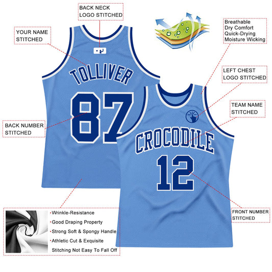 Custom Light Blue Royal-White Authentic Throwback Basketball Jersey - Sky-Custom