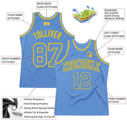 Custom Light Blue Light Blue-Gold Authentic Throwback Basketball Jersey - Sky-Custom