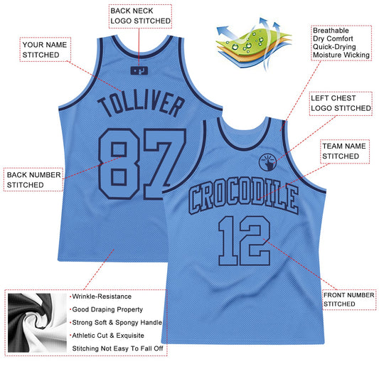 Custom Light Blue Light Blue-Navy Authentic Throwback Basketball Jersey - Sky-Custom