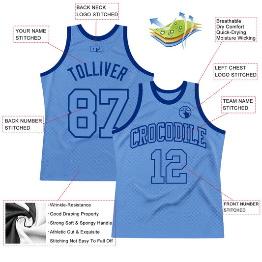 Custom Light Blue Light Blue-Royal Authentic Throwback Basketball Jersey - Sky-Custom