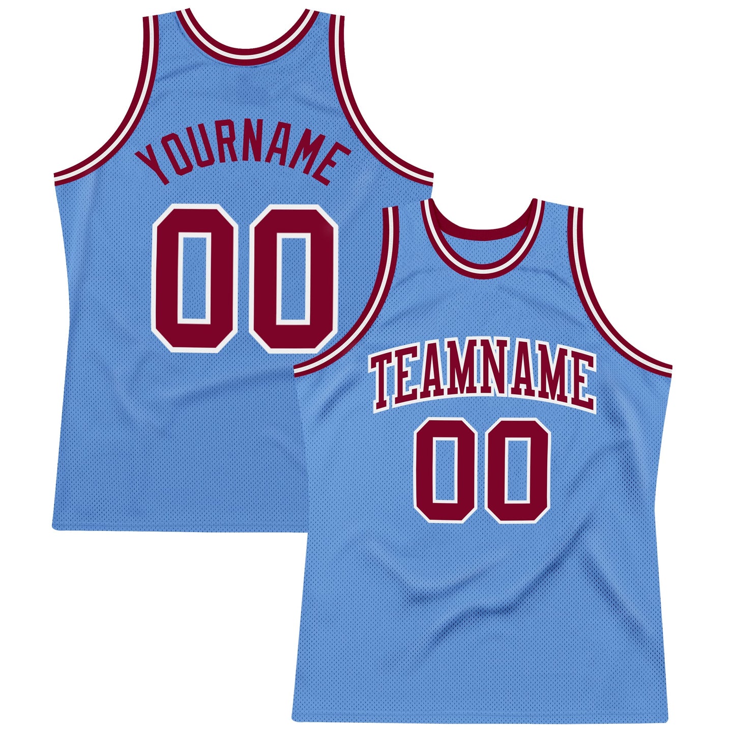 Custom Light Blue Maroon-White Authentic Throwback Basketball Jersey - Sky-Custom