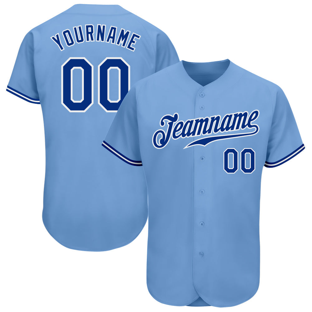 Custom Light Blue Royal-White Authentic Baseball Jersey - Sky-Custom