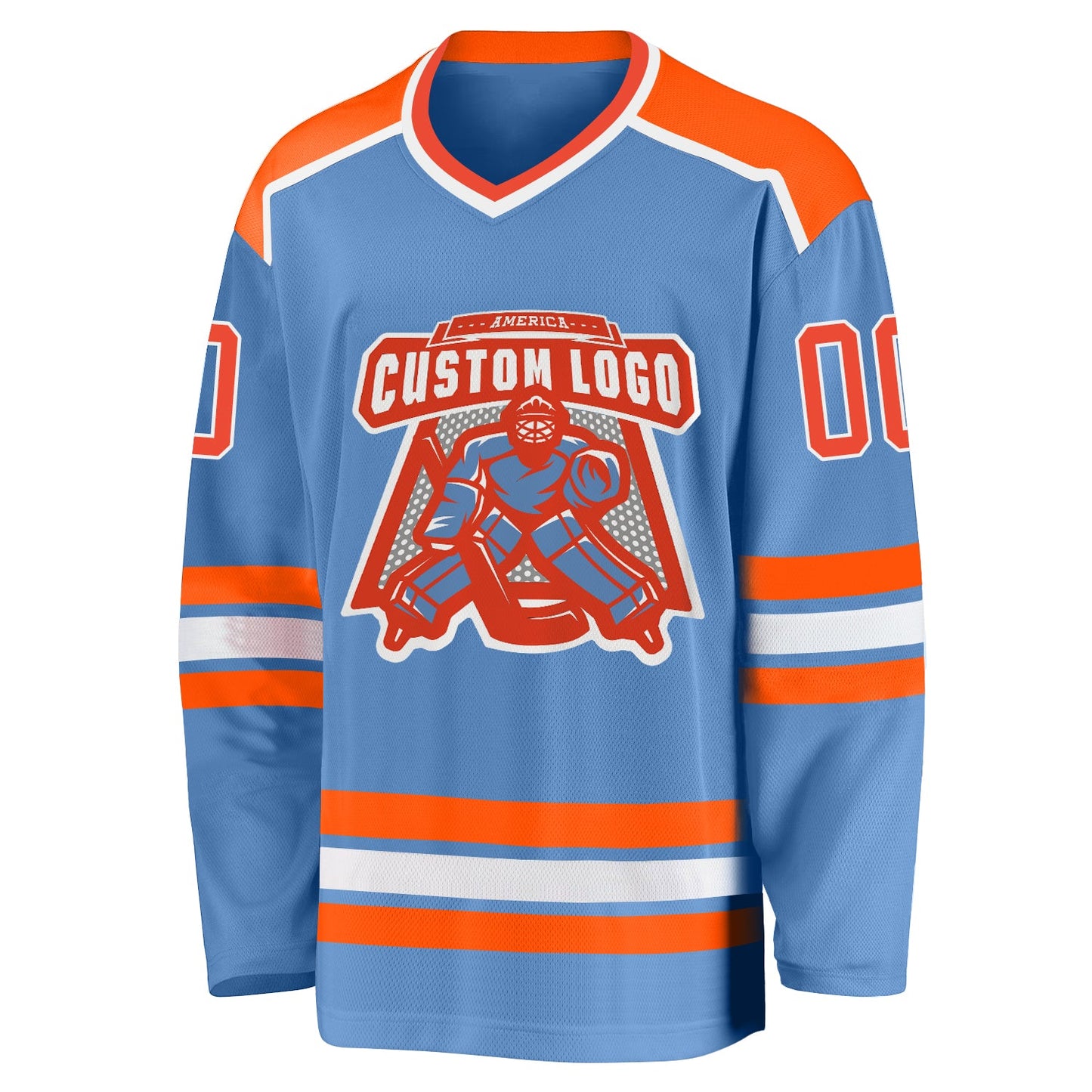 Custom Light Blue Orange-White Hockey Jersey - Sky-Custom