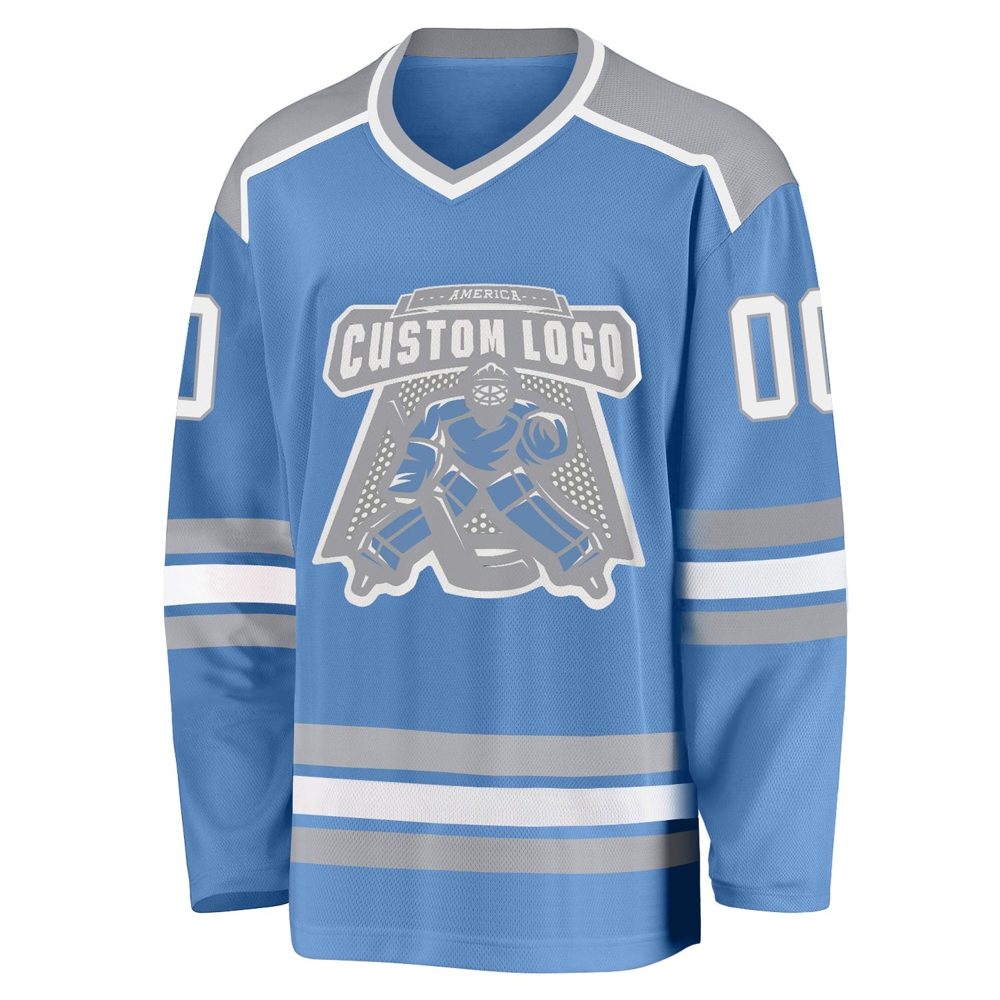Custom Light Blue White-Gray Hockey Jersey - Sky-Custom