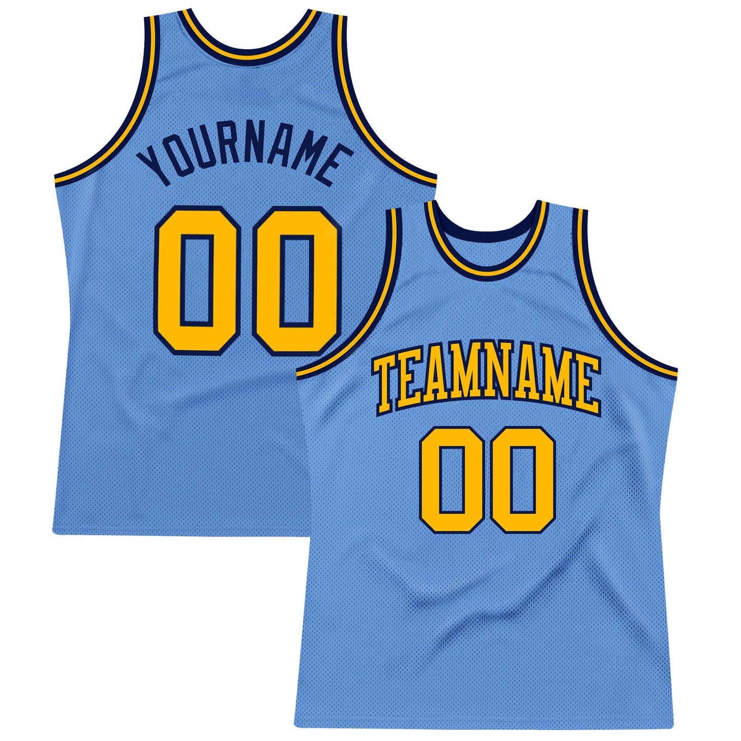 Custom Light Blue Gold-Navy Authentic Throwback Basketball Jersey - Sky-Custom