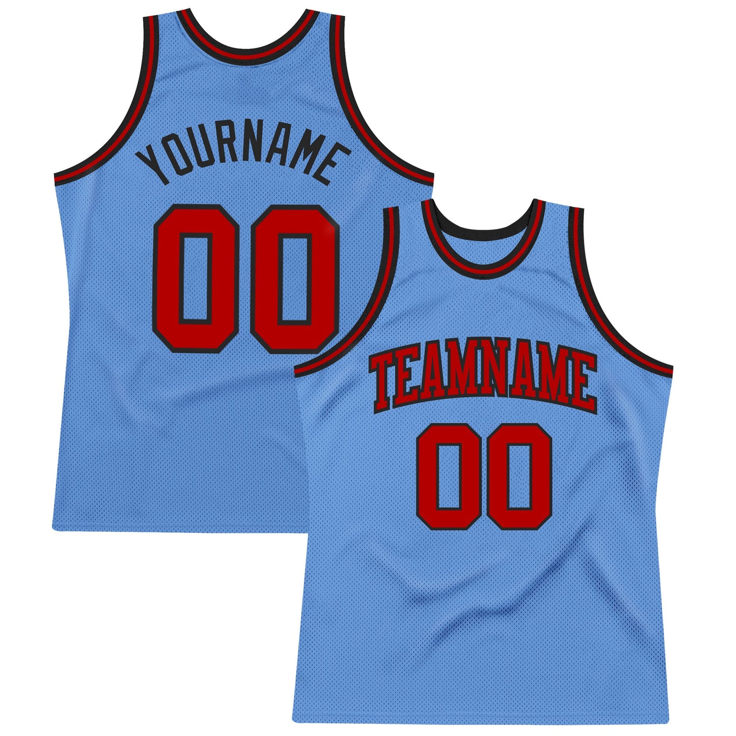 Custom Light Blue Red-Black Authentic Throwback Basketball Jersey - Sky-Custom