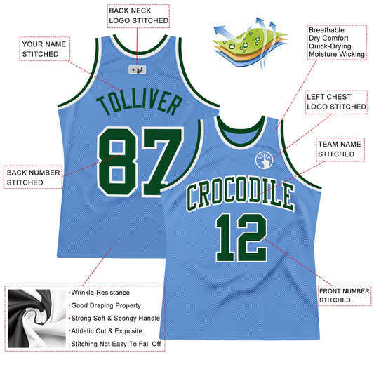 Custom Light Blue Green-White Authentic Throwback Basketball Jersey - Sky-Custom