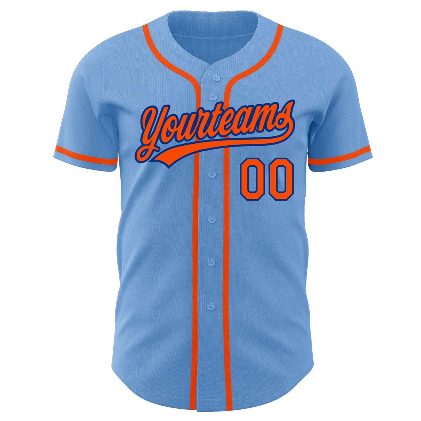 Custom Light Blue Orange-Royal Authentic Baseball Jersey - Sky-Custom