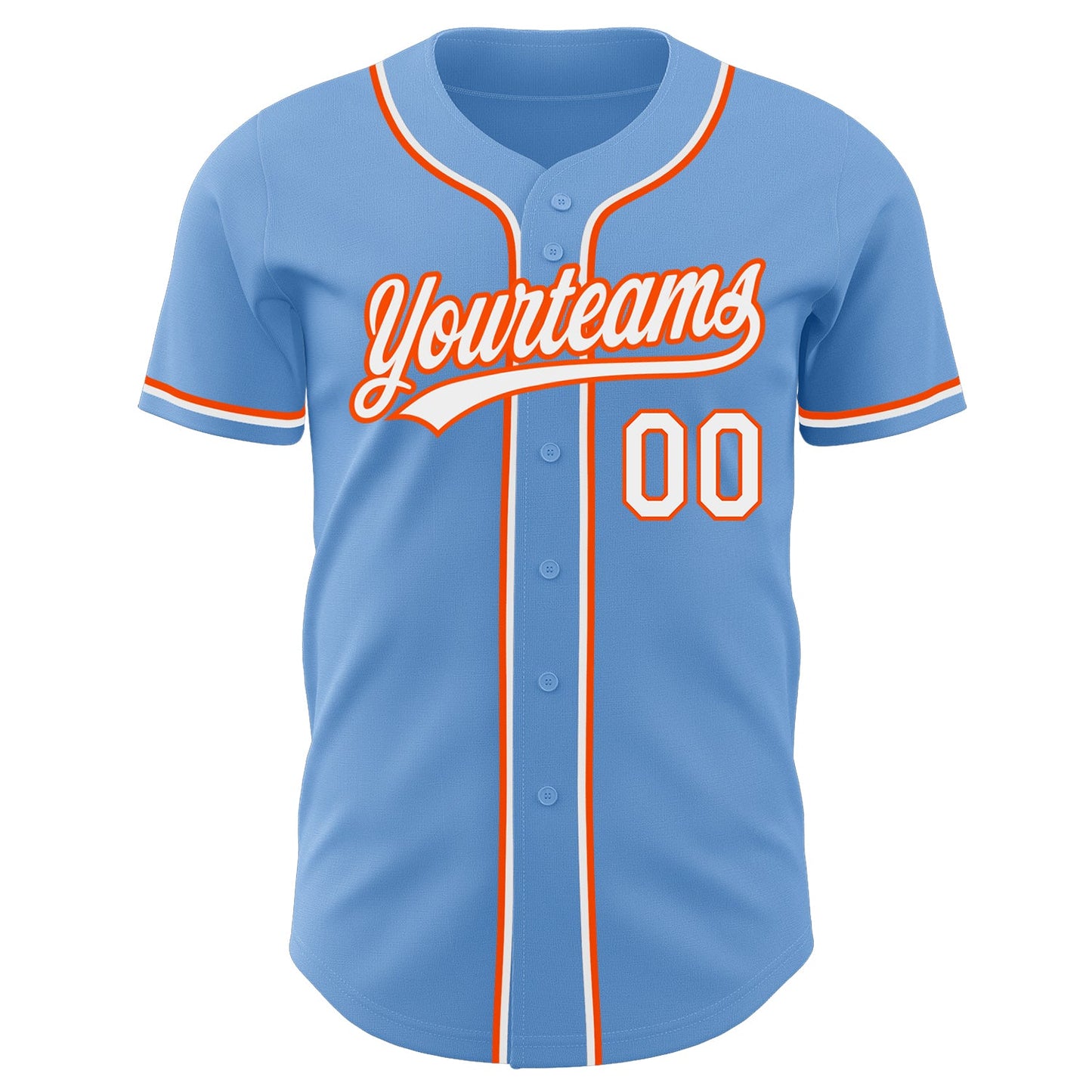 Custom Light Blue White-Orange Authentic Baseball Jersey - Sky-Custom