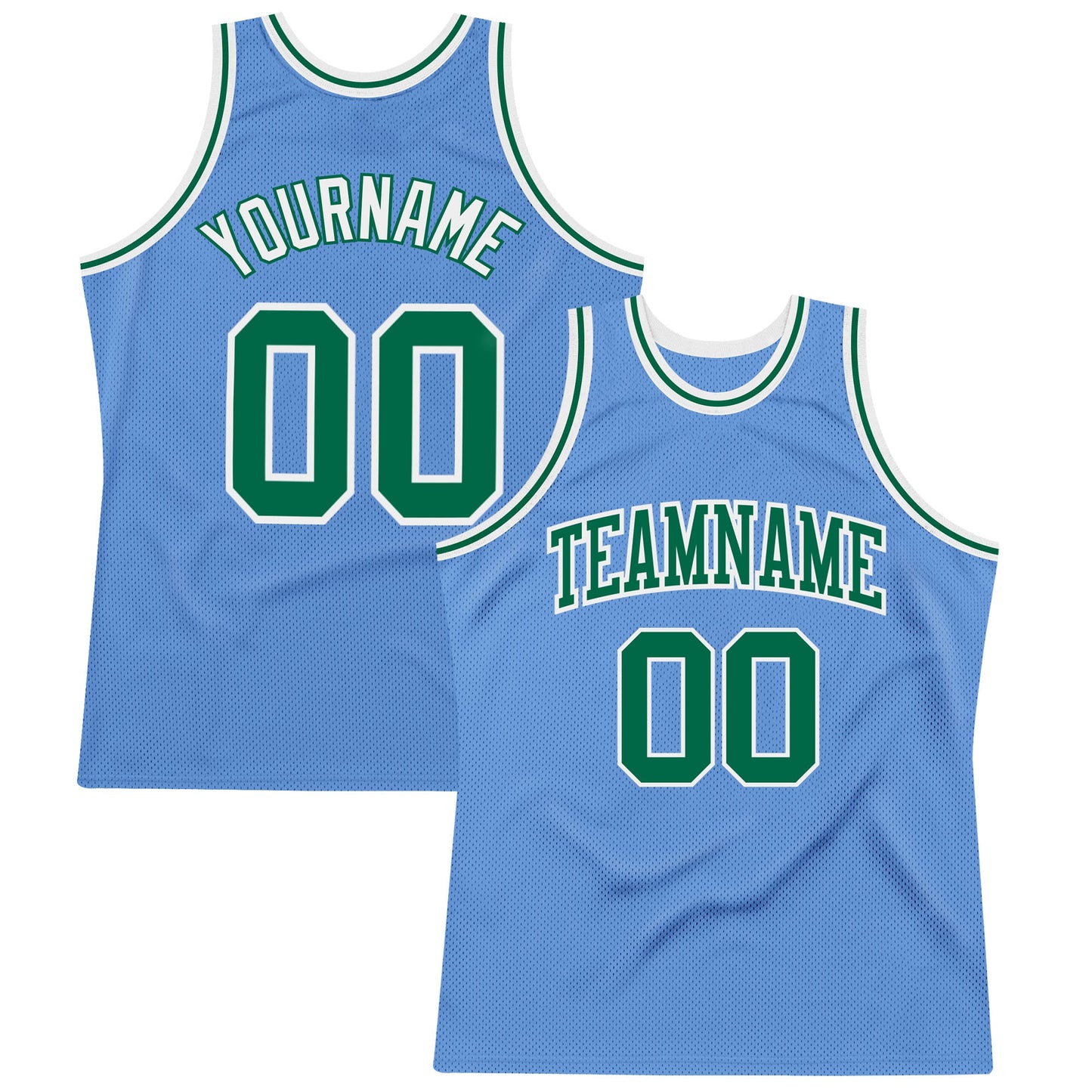 Custom Light Blue Kelly Green-White Authentic Throwback Basketball Jersey - Sky-Custom