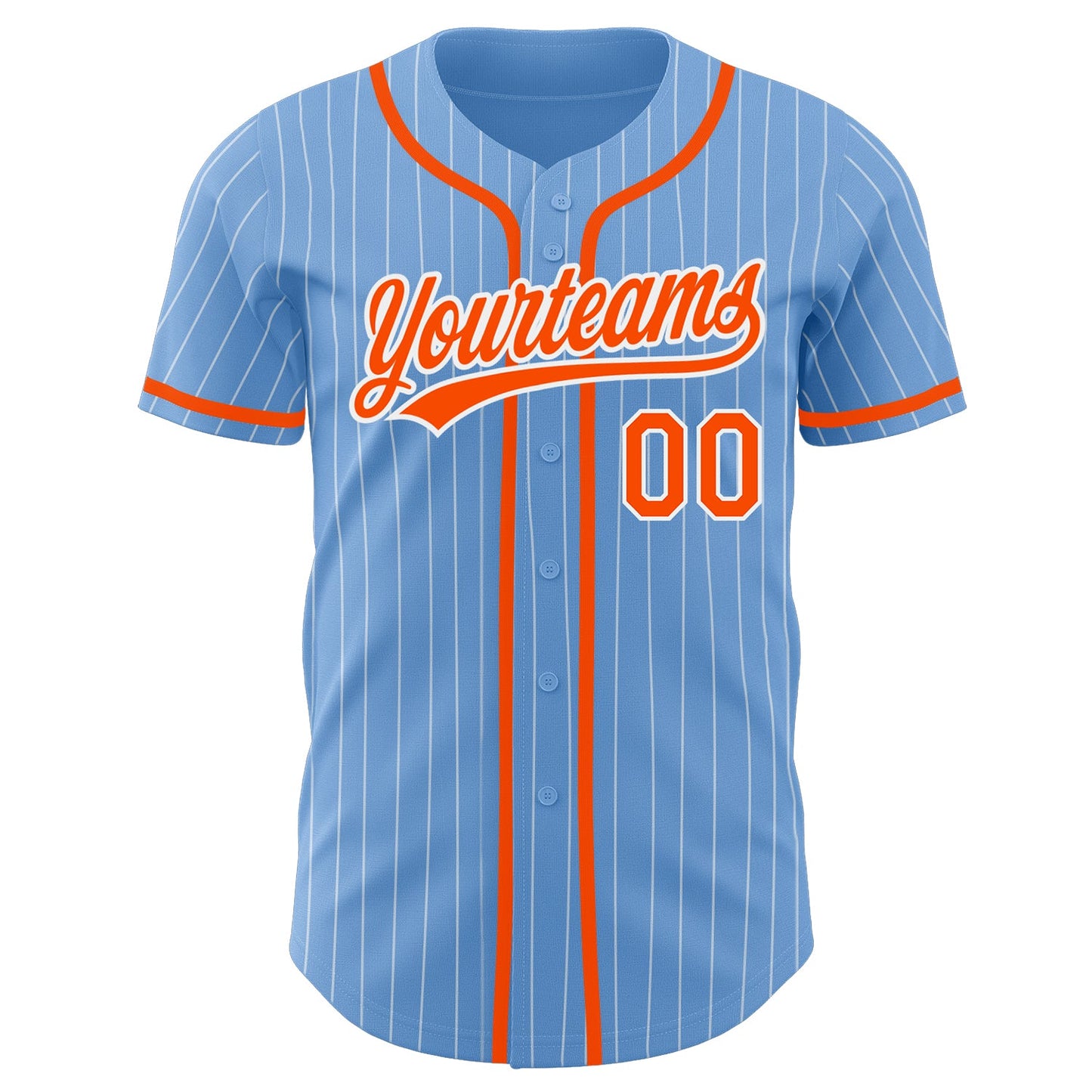 Custom Light Blue White Pinstripe Orange Authentic Baseball Jersey - Sky-Custom