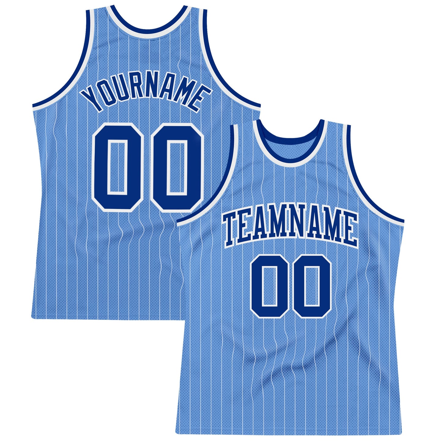 Custom Light Blue White Pinstripe Royal Authentic Basketball Jersey - Sky-Custom