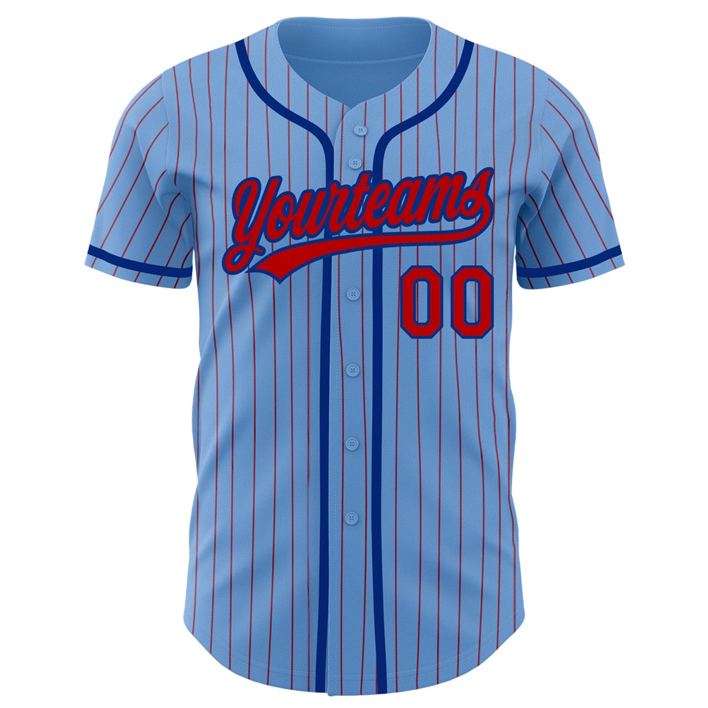 Custom Light Blue Red Pinstripe Royal Authentic Baseball Jersey - Sky-Custom