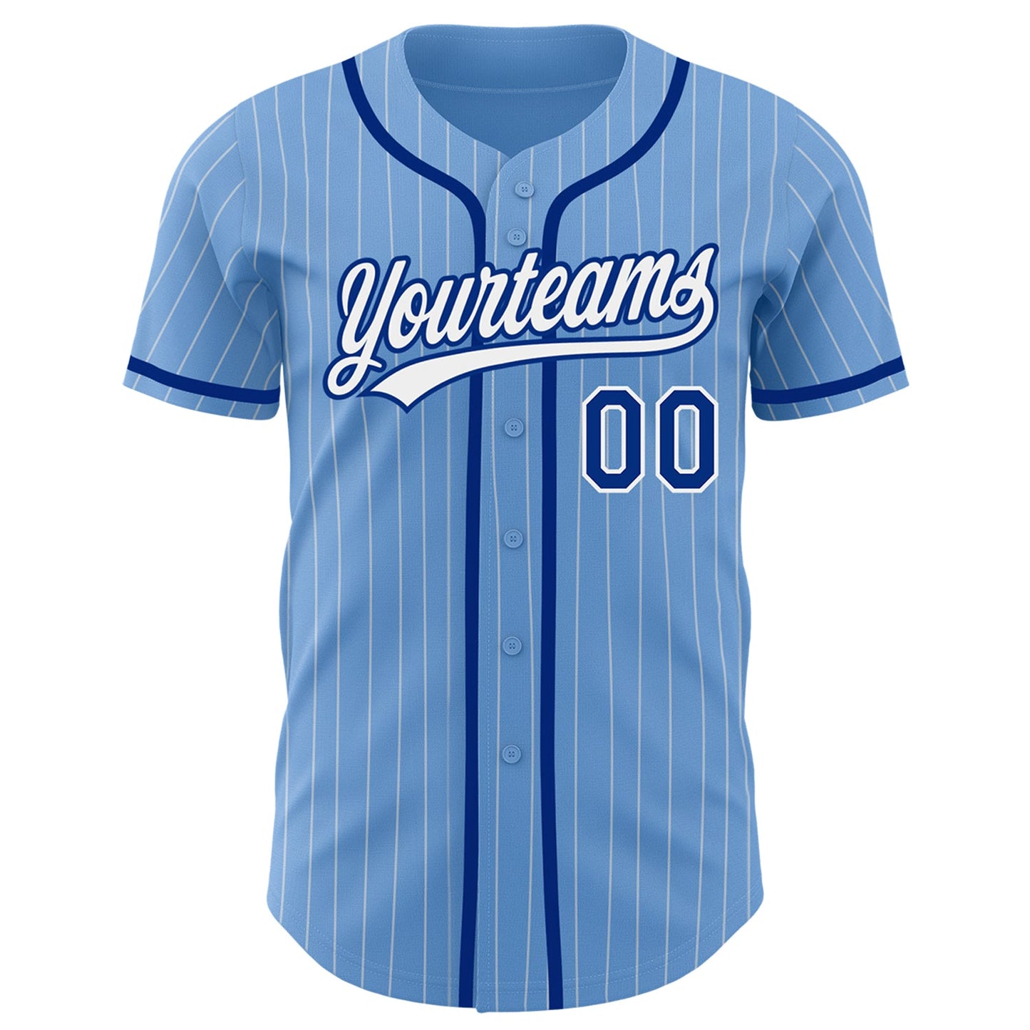 Custom Light Blue White Pinstripe Royal Authentic Baseball Jersey - Sky-Custom