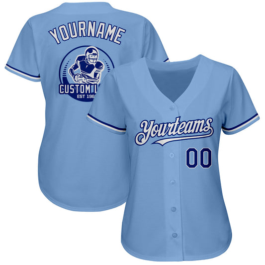Custom Light Blue Royal-White Authentic Baseball Jersey - Sky-Custom