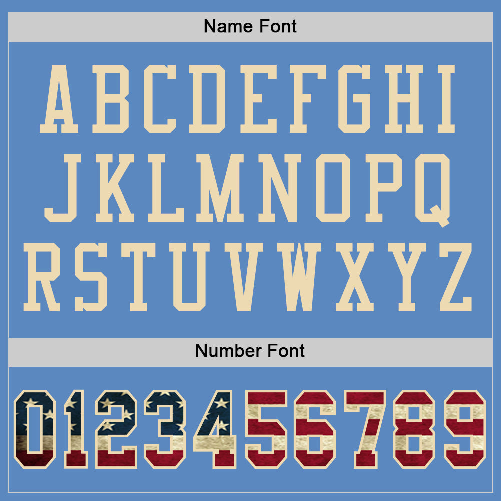 Custom Light Blue Vintage USA Flag-City Cream Mesh Authentic Football Jersey - Sky-Custom