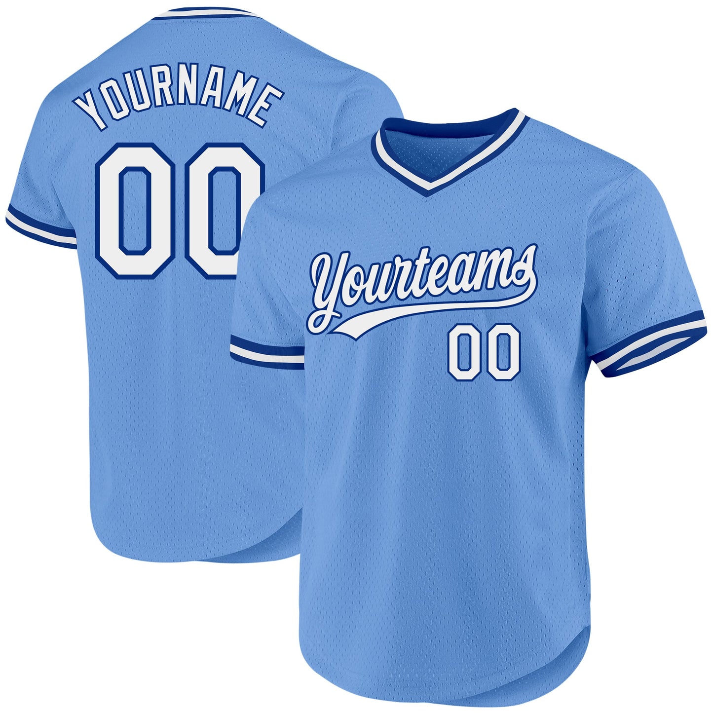 Custom Light Blue White-Royal Authentic Throwback Baseball Jersey - Sky-Custom