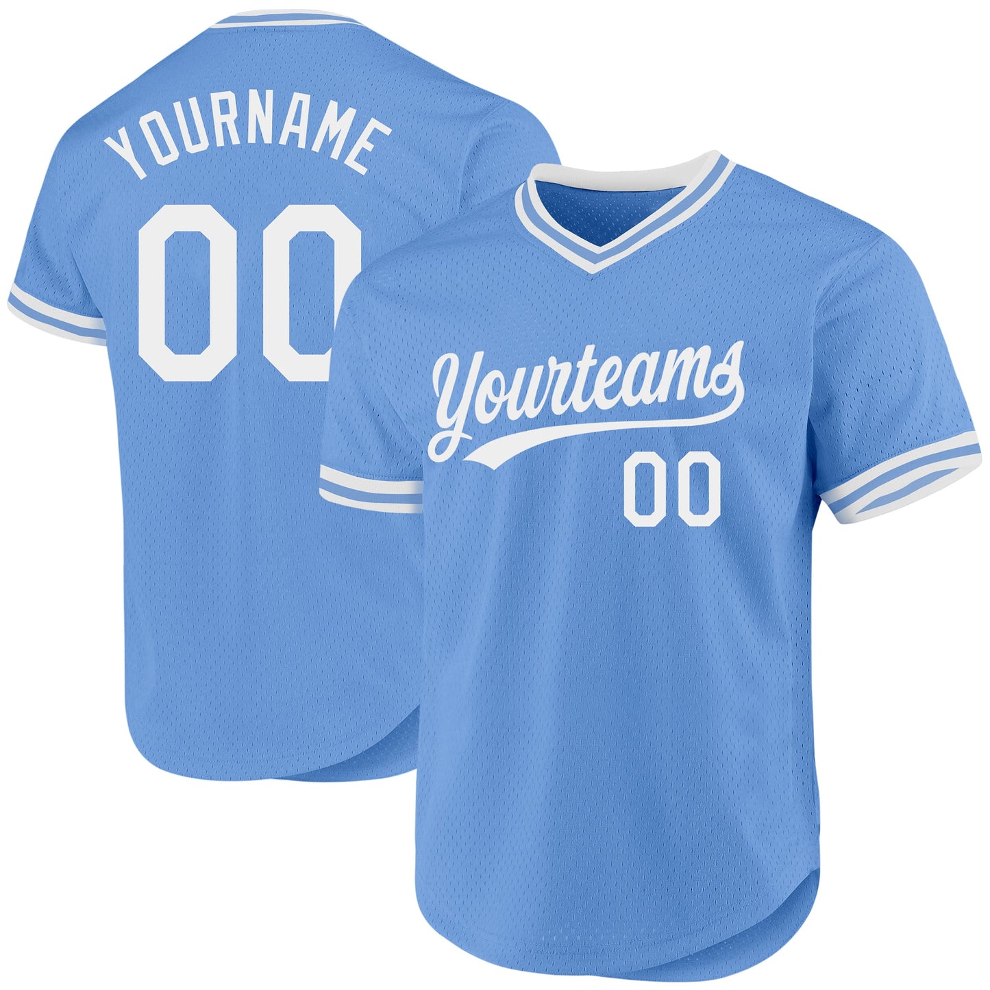Custom Light Blue White Authentic Throwback Baseball Jersey - Sky-Custom