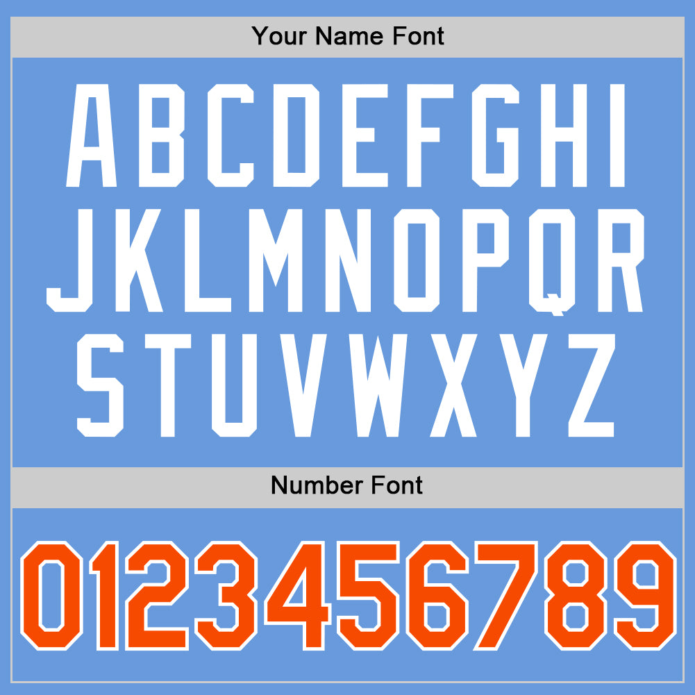 Custom Light Blue Orange-White Authentic Throwback Baseball Jersey - Sky-Custom