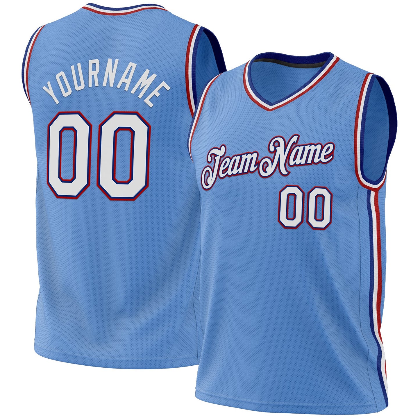 Custom Light Blue Royal-Red Authentic Throwback Basketball Jersey - Sky-Custom