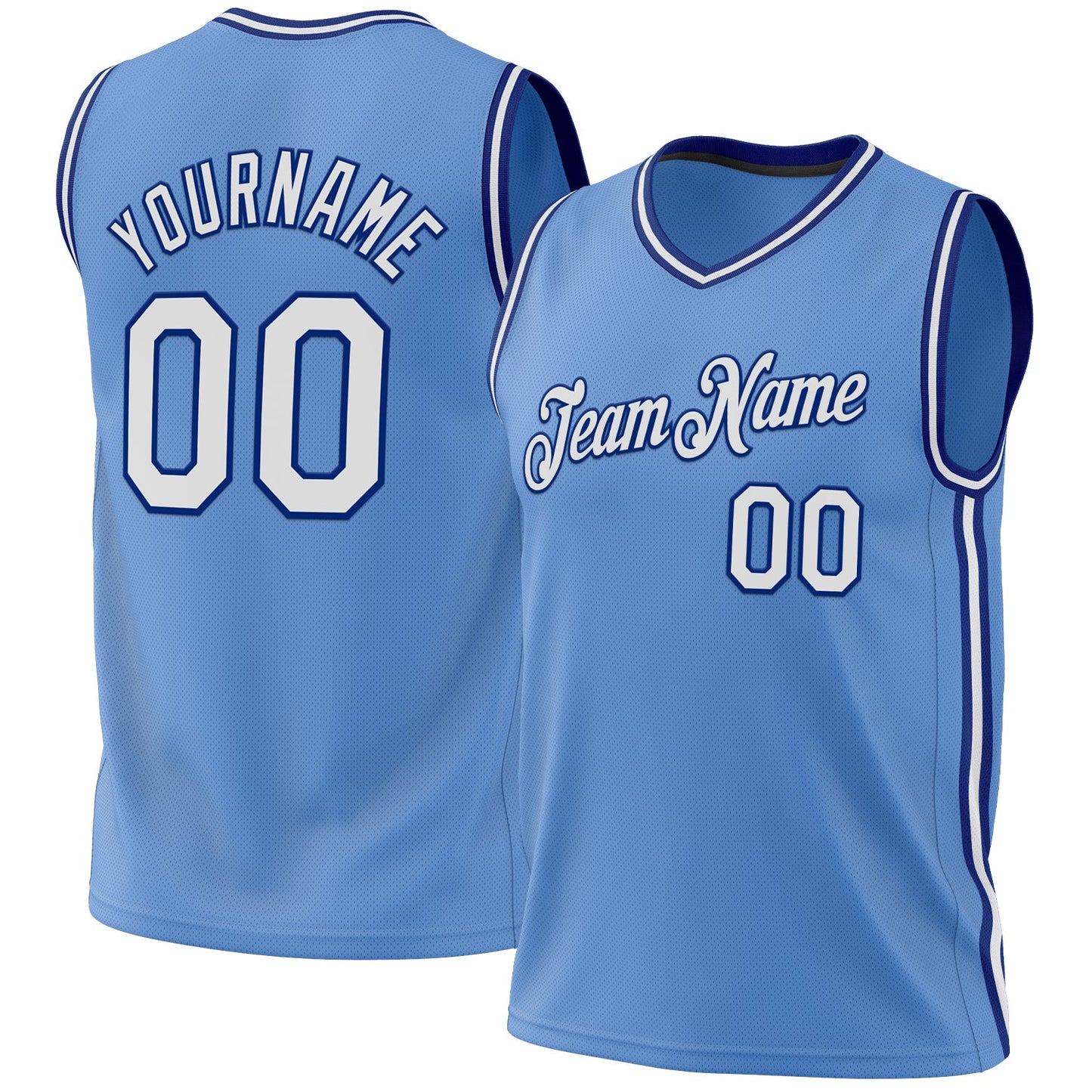 Custom Light Blue White-Royal Authentic Throwback Basketball Jersey - Sky-Custom