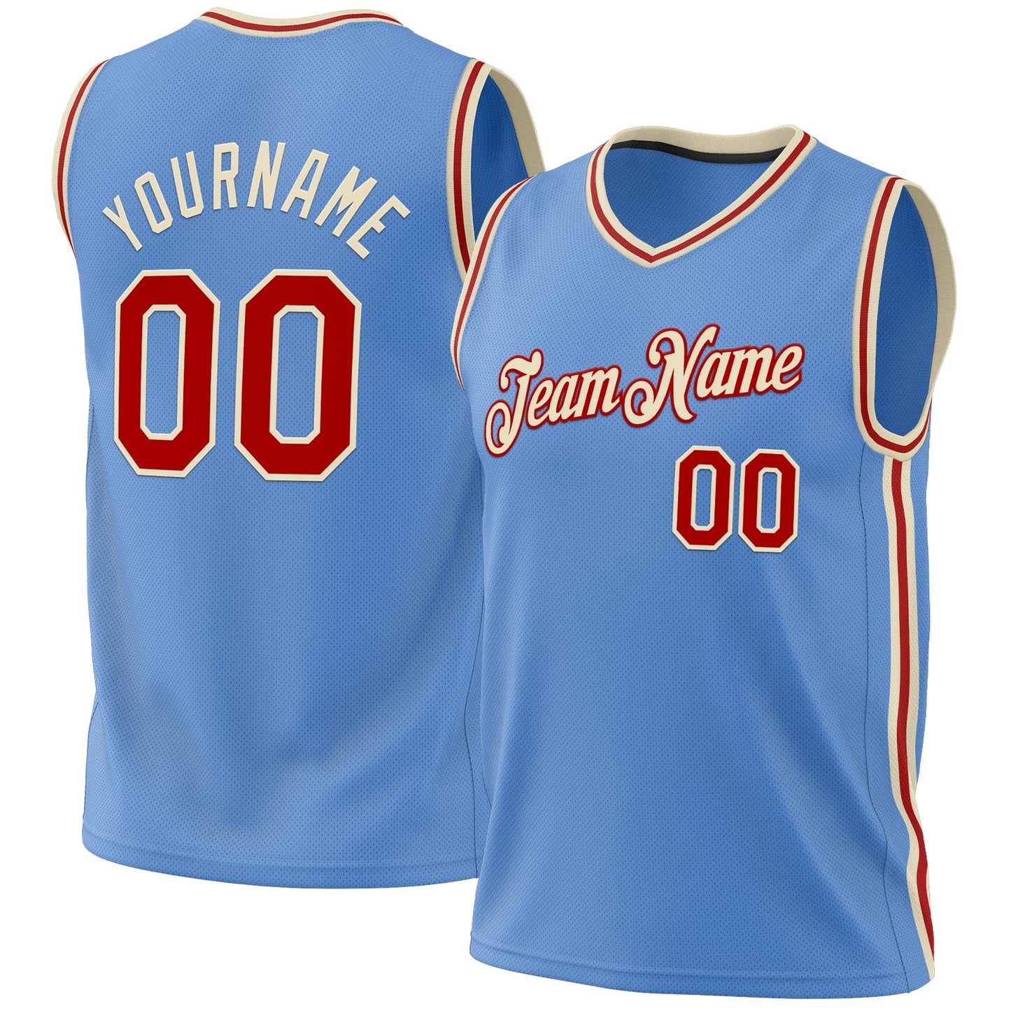 Custom Light Blue Red-Cream Authentic Throwback Basketball Jersey - Sky-Custom