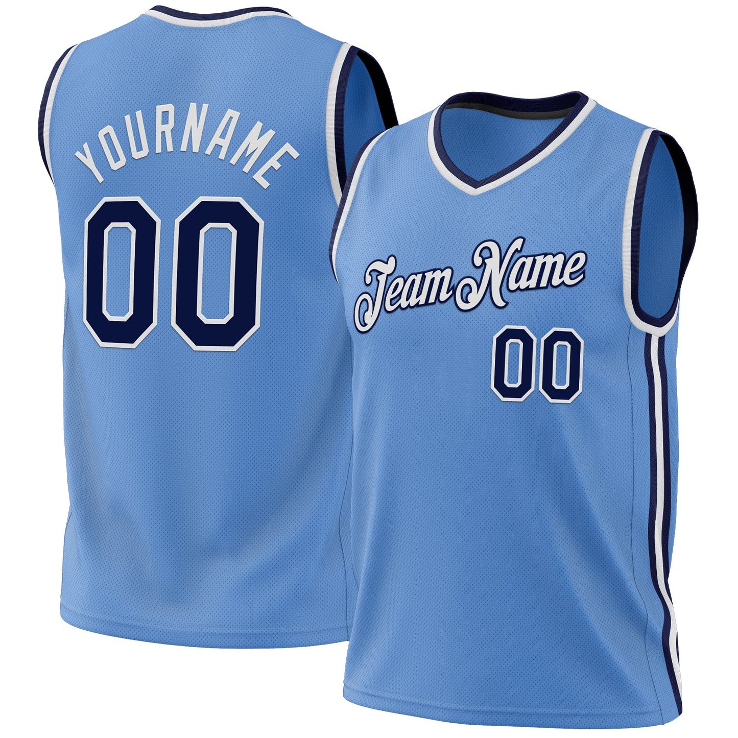 Custom Light Blue Navy-White Authentic Throwback Basketball Jersey - Sky-Custom