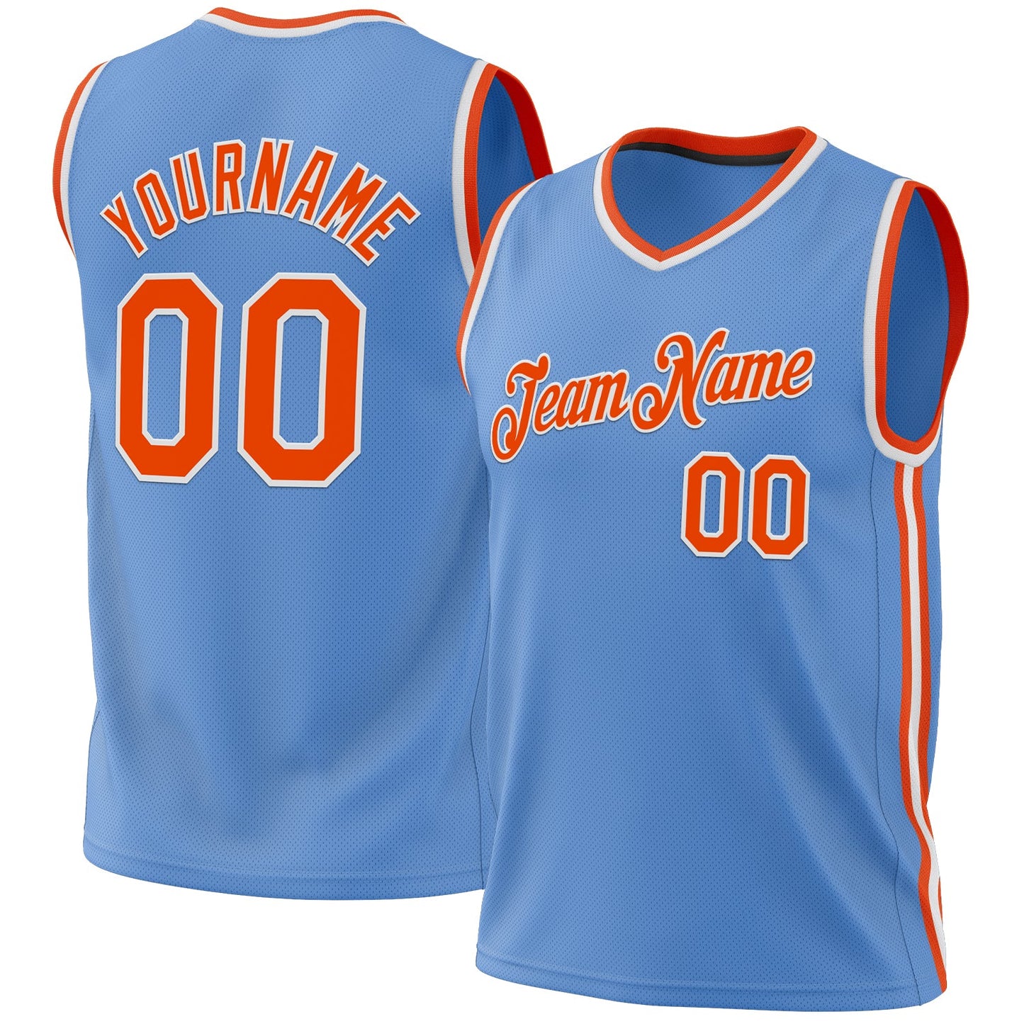 Custom Light Blue Orange-White Authentic Throwback Basketball Jersey - Sky-Custom