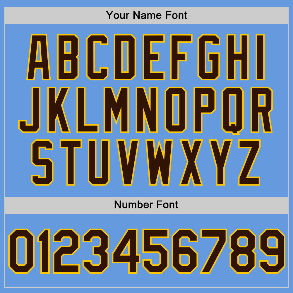 Custom Light Blue Brown-Yellow Mesh Authentic Throwback Baseball Jersey - Sky-Custom