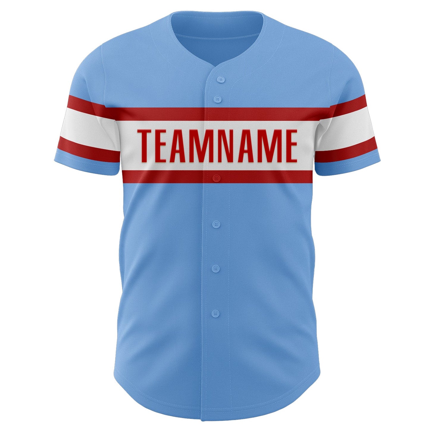Custom Light Blue Red-White Authentic Baseball Jersey - Sky-Custom