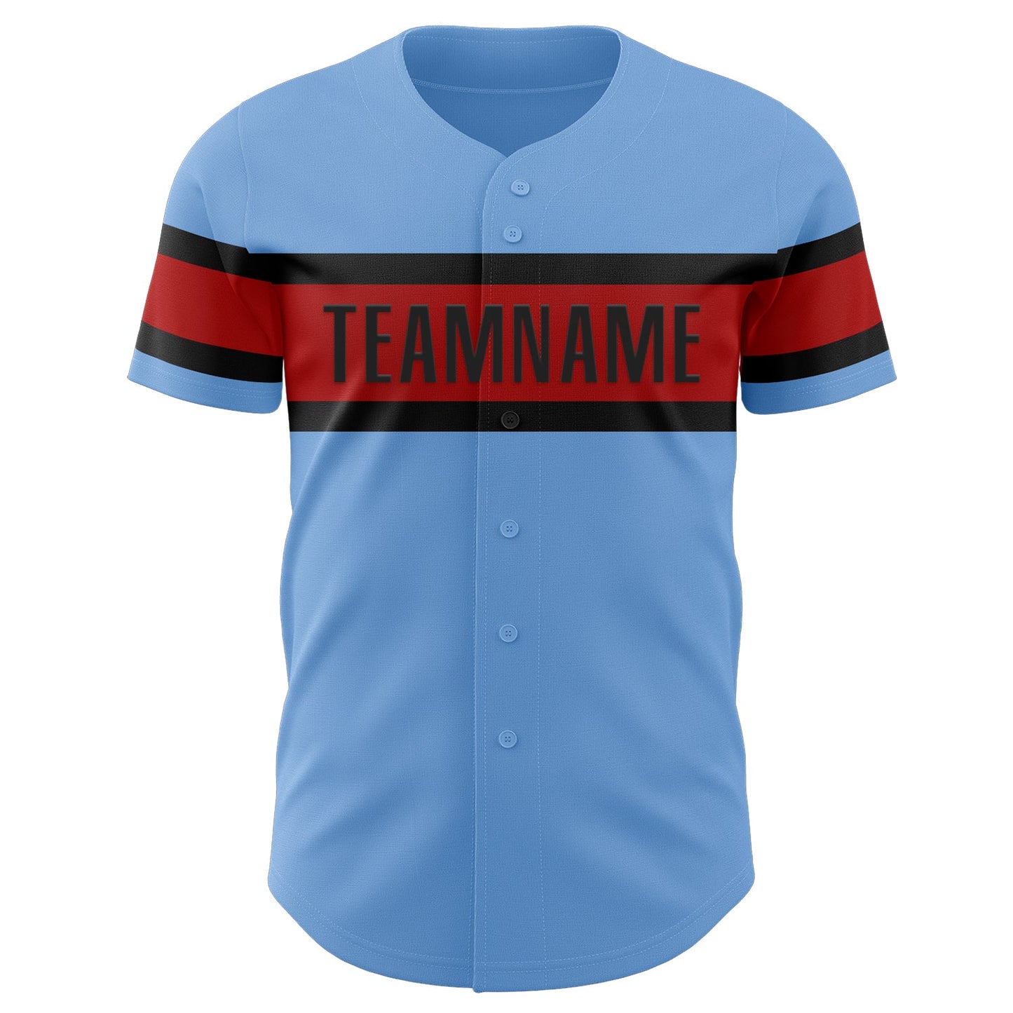 Custom Light Blue Red-Black Authentic Baseball Jersey - Sky-Custom