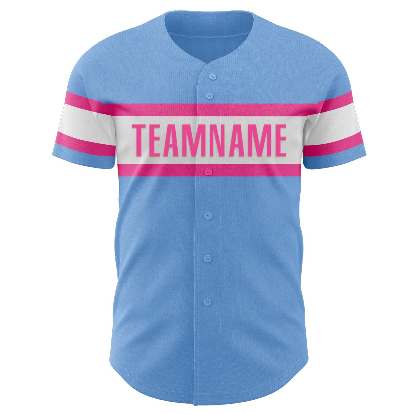 Custom Light Blue Pink-White Authentic Baseball Jersey - Sky-Custom