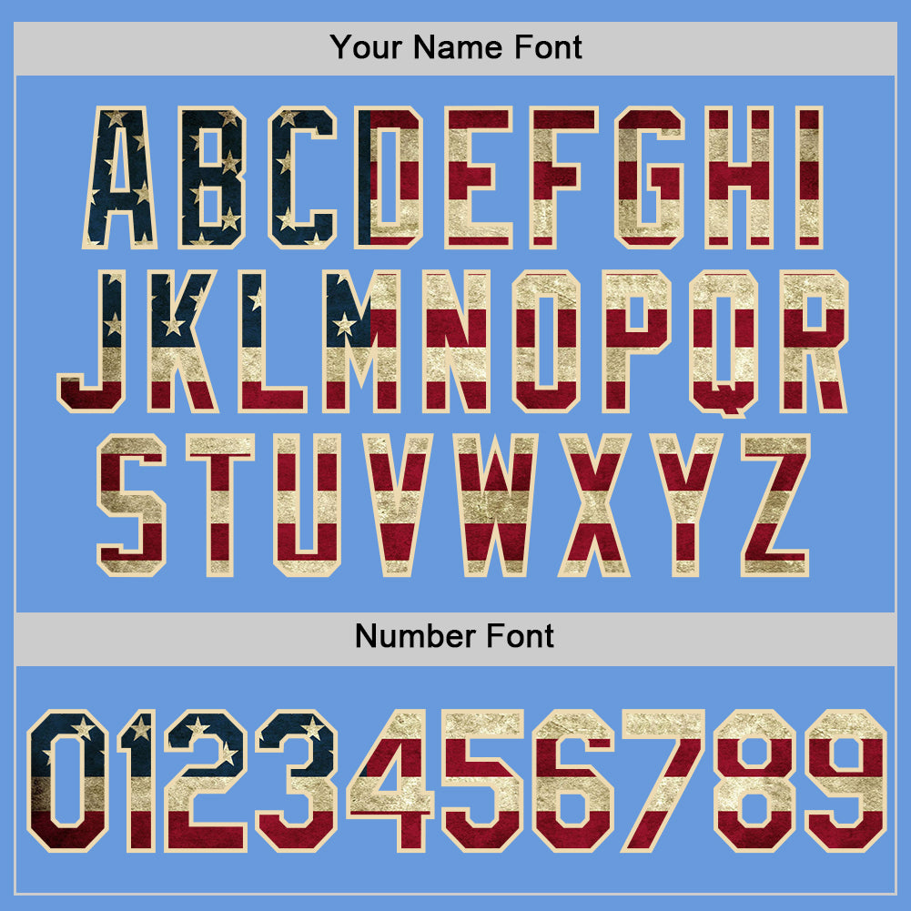 Custom Light Blue Vintage USA Flag Cream-Red Authentic Throwback Baseball Jersey - Sky-Custom