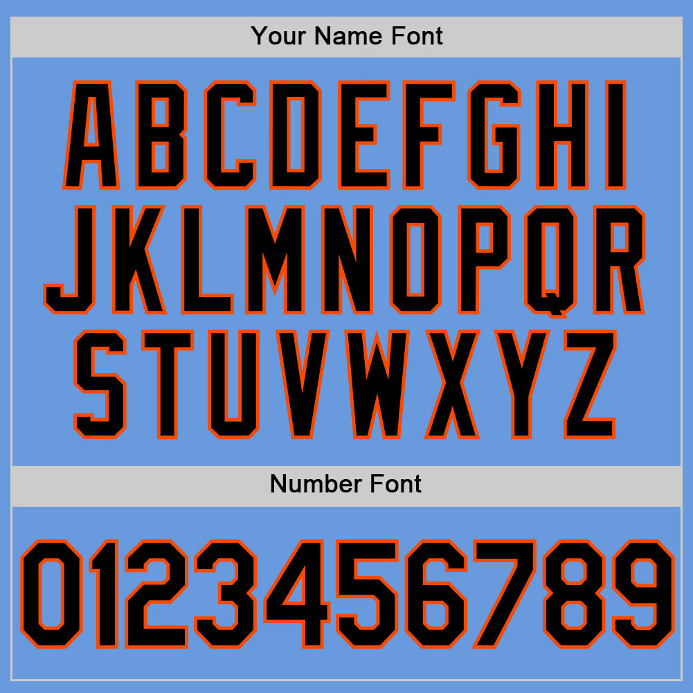 Custom Light Blue Black-Orange Authentic Throwback Baseball Jersey - Sky-Custom