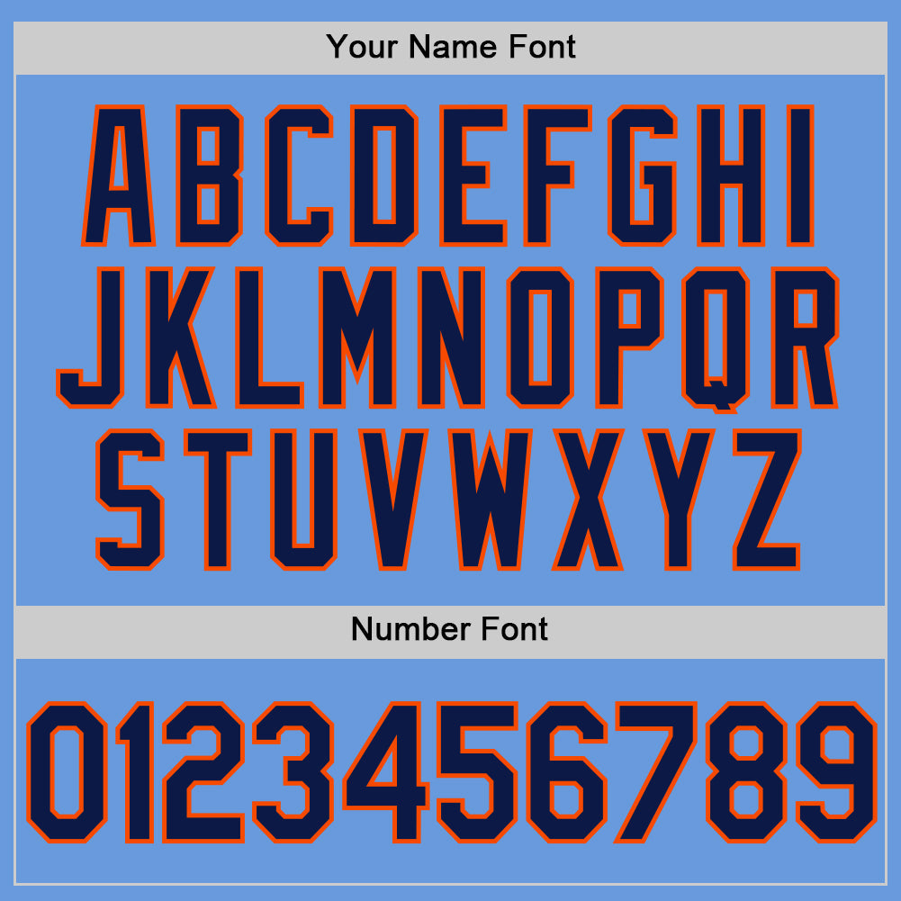 Custom Light Blue Navy-Orange Authentic Throwback Baseball Jersey - Sky-Custom