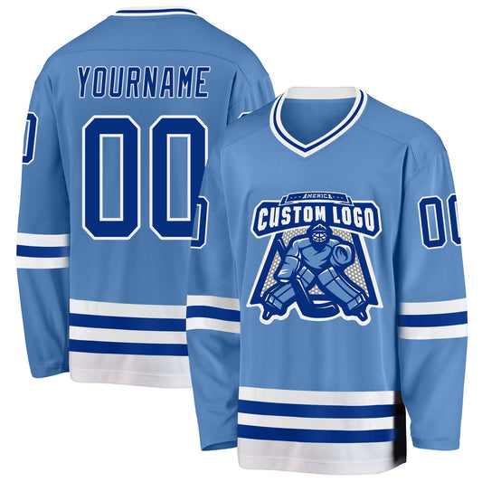 Custom Light Blue Royal-White Hockey Jersey - Sky-Custom