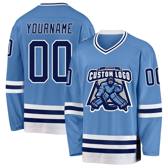 Custom Light Blue Navy-White Hockey Jersey - Sky-Custom
