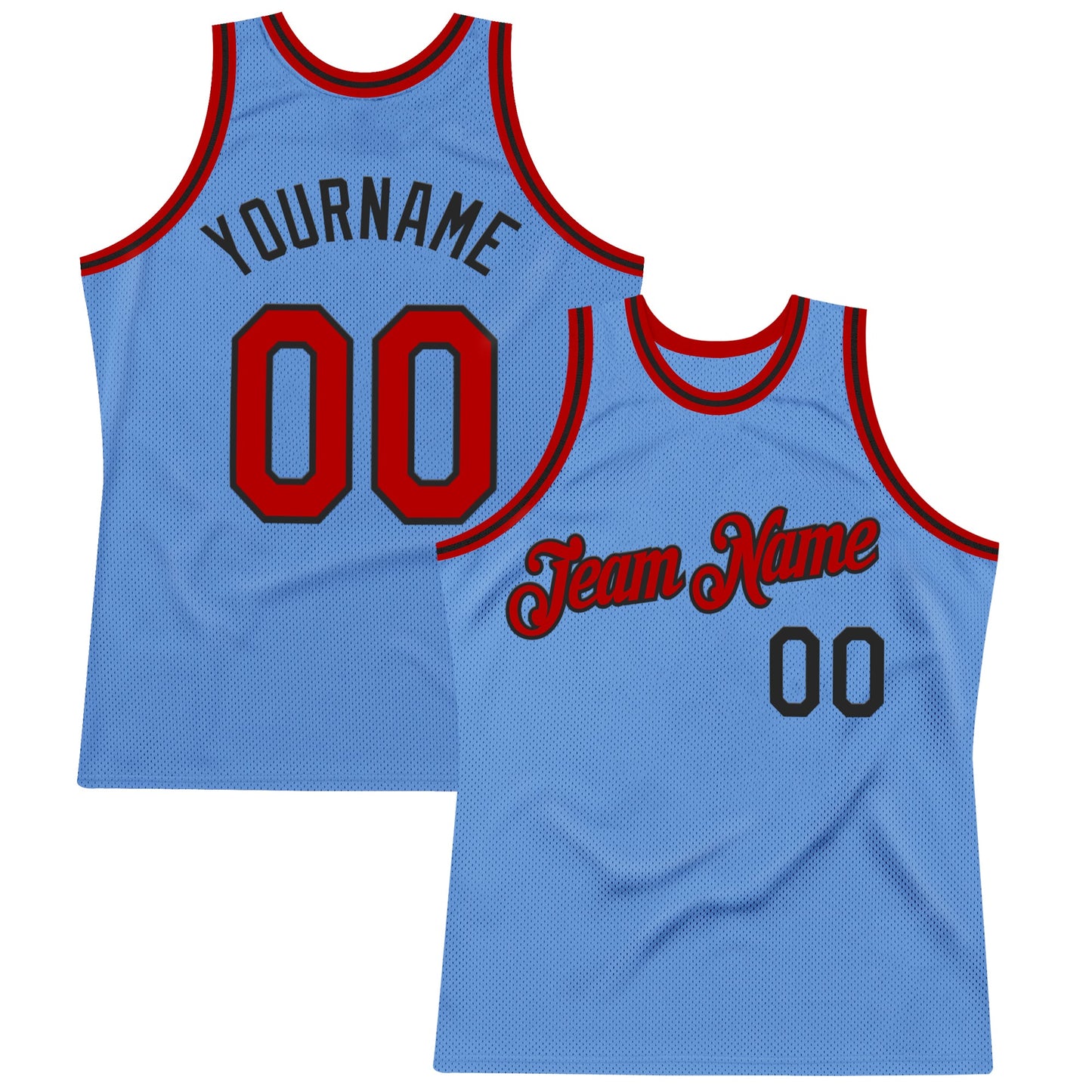 Custom Light Blue Red-Black Authentic Throwback Basketball Jersey - Sky-Custom