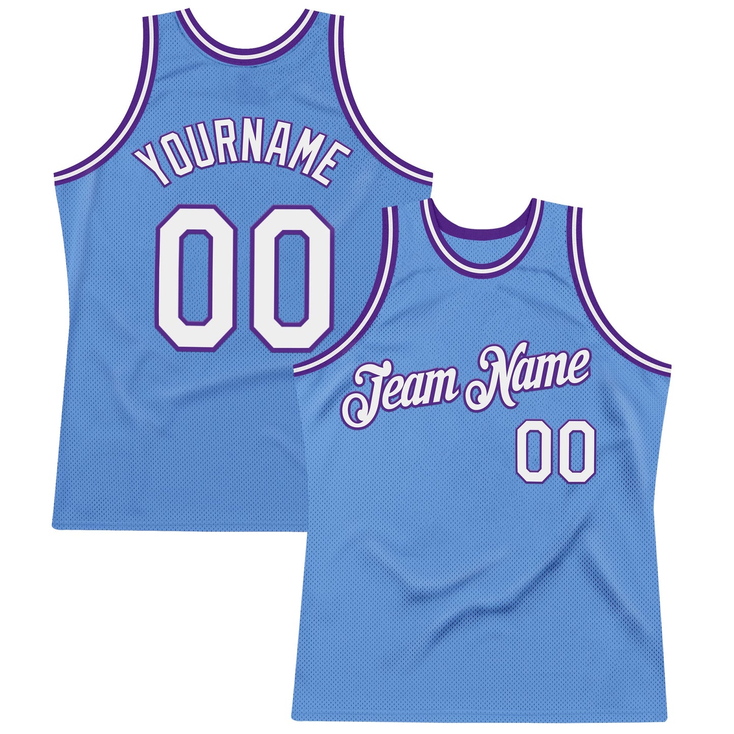Custom Light Blue White-Purple Authentic Throwback Basketball Jersey - Sky-Custom