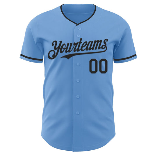 Custom Light Blue Black Authentic Baseball Jersey - Sky-Custom