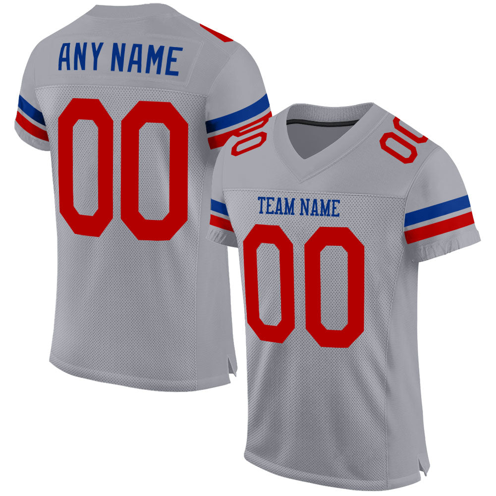 Custom Light Gray Red-Royal Mesh Authentic Football Jersey - Sky-Custom