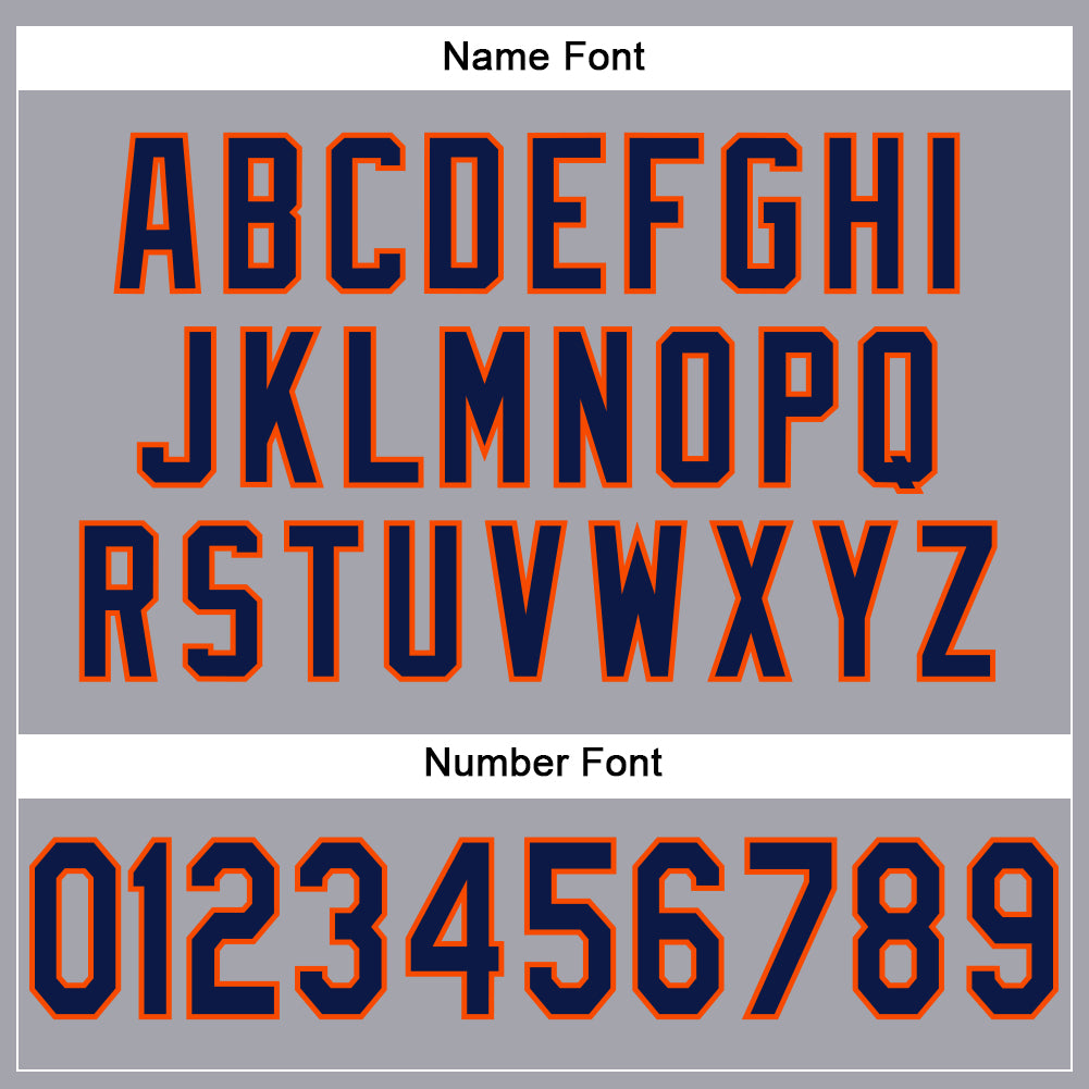 Custom Light Gray Navy-Orange Mesh Authentic Football Jersey - Sky-Custom