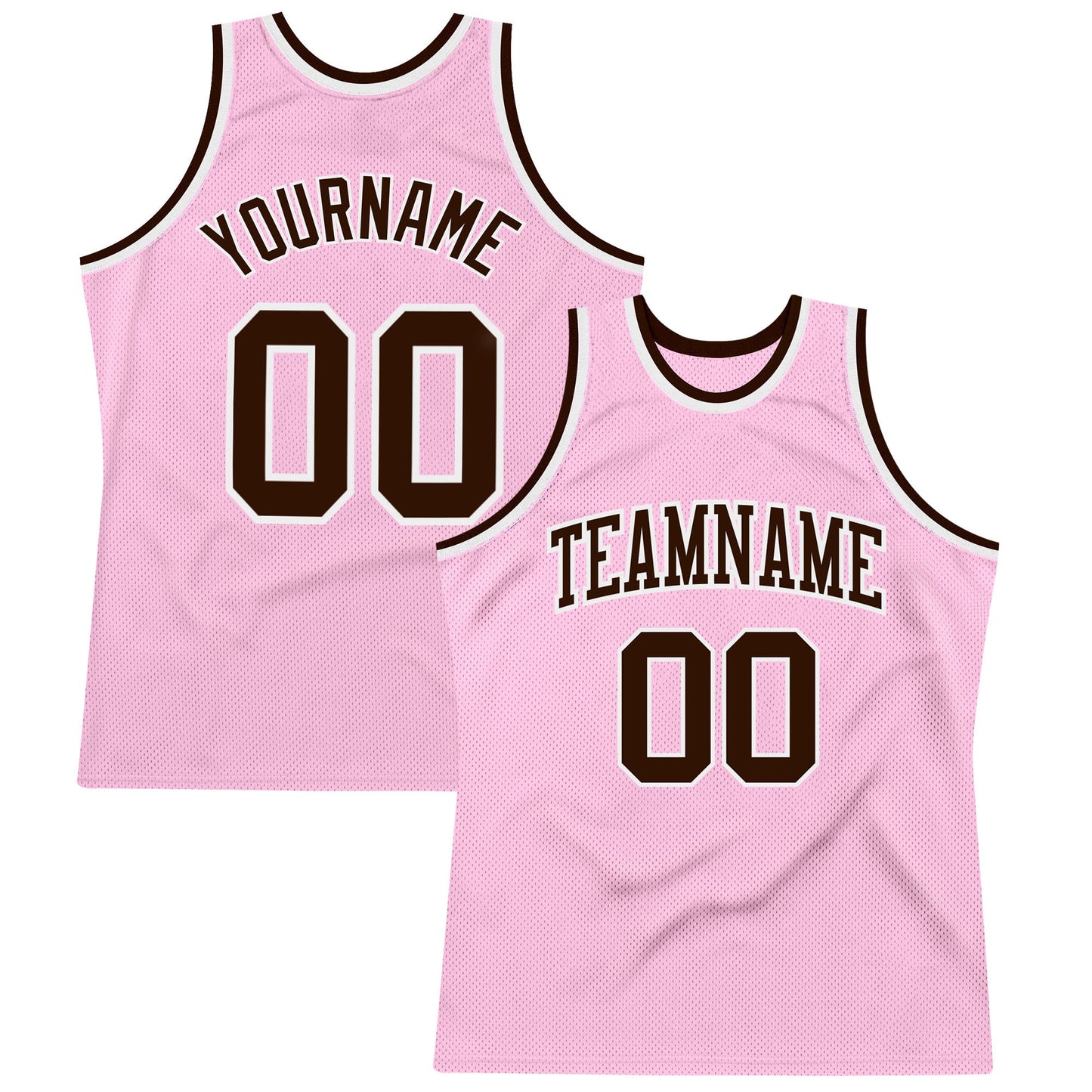 Custom Light Pink Brown-White Authentic Throwback Basketball Jersey - Sky-Custom