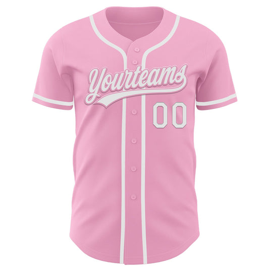 Custom Light Pink White Authentic Baseball Jersey - Sky-Custom