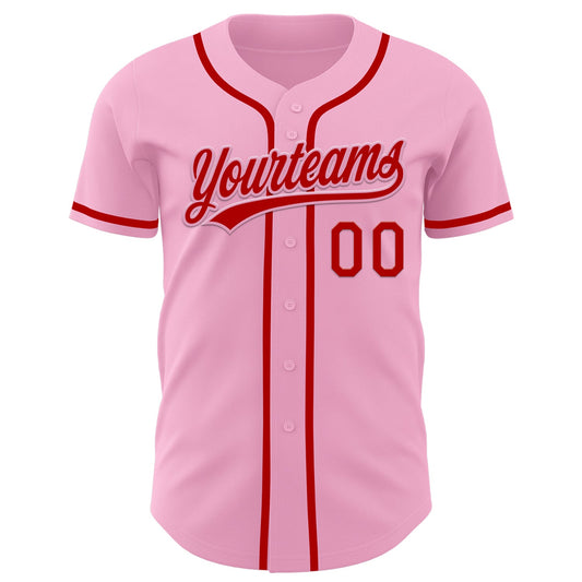 Custom Light Pink Red Authentic Baseball Jersey - Sky-Custom