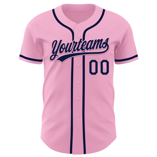 Custom Light Pink Navy Authentic Baseball Jersey - Sky-Custom