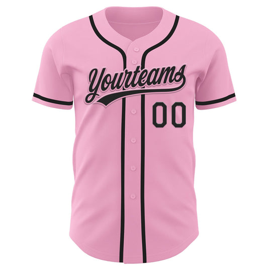 Custom Light Pink Black Authentic Baseball Jersey - Sky-Custom