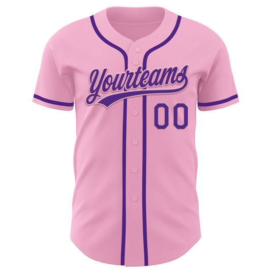 Custom Light Pink Purple Authentic Baseball Jersey - Sky-Custom