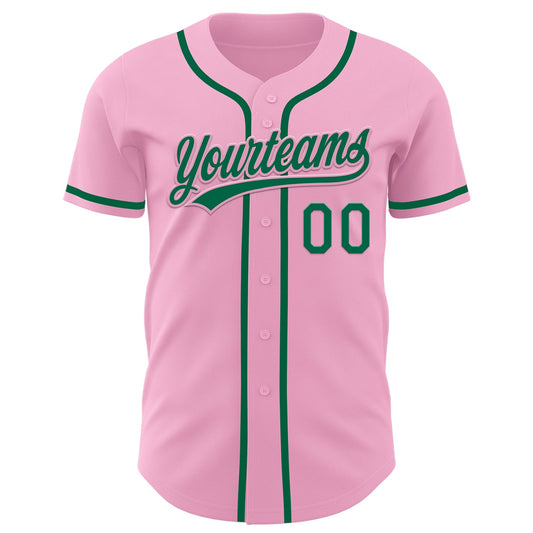 Custom Light Pink Kelly Green Authentic Baseball Jersey - Sky-Custom